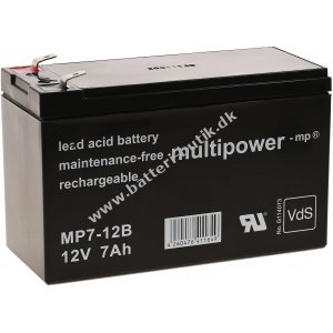 Erstatningsbatteri (multipower) til UPS APC Smart UPS SUA11500RMI2U 12V 7Ah (erstatter 7,2Ah)