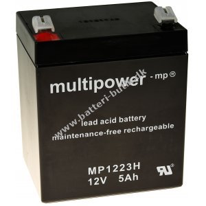 Powery Blybatteri (multipower) MP1223H kompatibel med FIAMM 12FGH23 (High Rate)