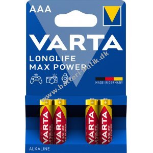 Varta Batteriern AAA LR03 Alkaline Micro Longlife Max Power 1,5V 4er Blister