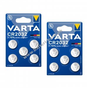 10x VARTA CR2032 DL2032 ECR2032 Lithium Knapcelle 2x 5er Blister til ure, bilngler