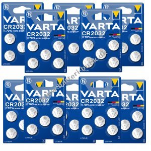 50x VARTA CR2032 DL2032 ECR2032 Lithium Knapcelle  10x 5er Blister til ure, bilngler