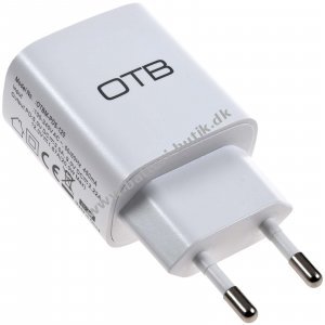 Ladeadapter med USB-C Type-C 5V 3,0A Hvid til Enheder med USB-C LadeTilslutning