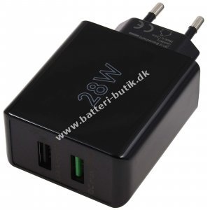 goobay 28W Dual-Hurtiglader USB-A QC 3.0 Sort