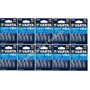 Batteri til VVS Varta Longlife Power Alkaline LR03 AAA 4er blister 10 pakker 04903121414