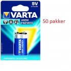 Batteri til Lsesystemer Varta Longlife Power Alkaline 6LR61 E 1er blister 50 pakker 04922121411